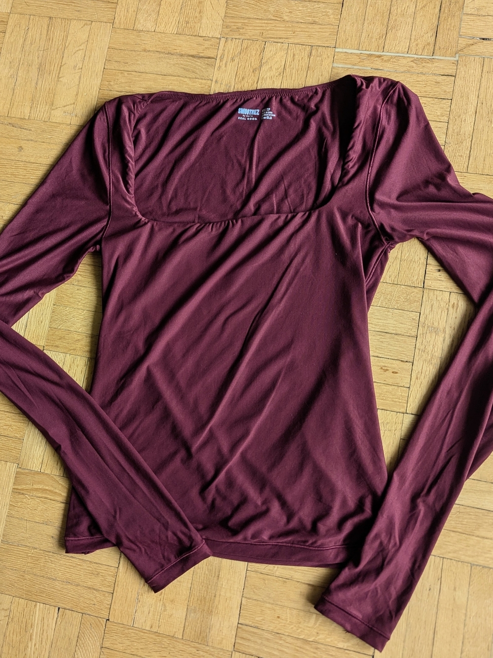 aerie Square Neck Long Sleeve Top - Raspberry